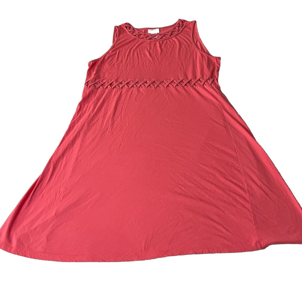 SERENGETI Red Sleeveless Dress stretchy Plus 2X Midi 100% Cotton Causal Dress